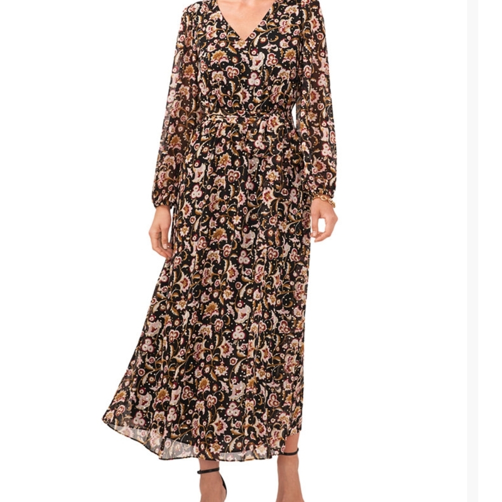 MSK Multicolor Floral Long Sleeve Dress